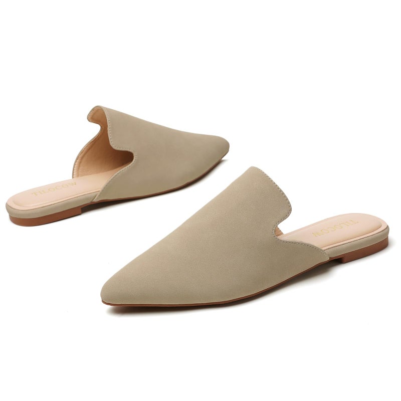 Tilocow Mules for Women Flats Pointed Toe Slip On Backless Loafers Flat Mule Business Casual Shoes Slides - Image 3